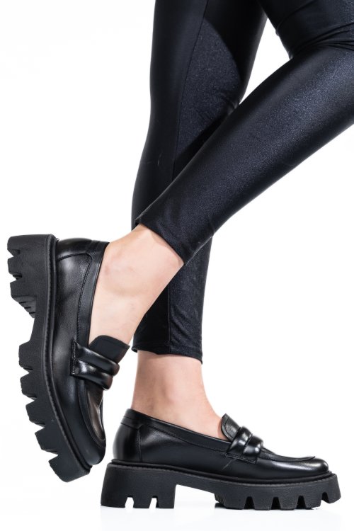 Mocasini black piele naturala 3s7799
