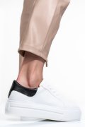 PANTOFI SPORT DAMA PIELE NATURALA ALB NEGRU 3S77001W