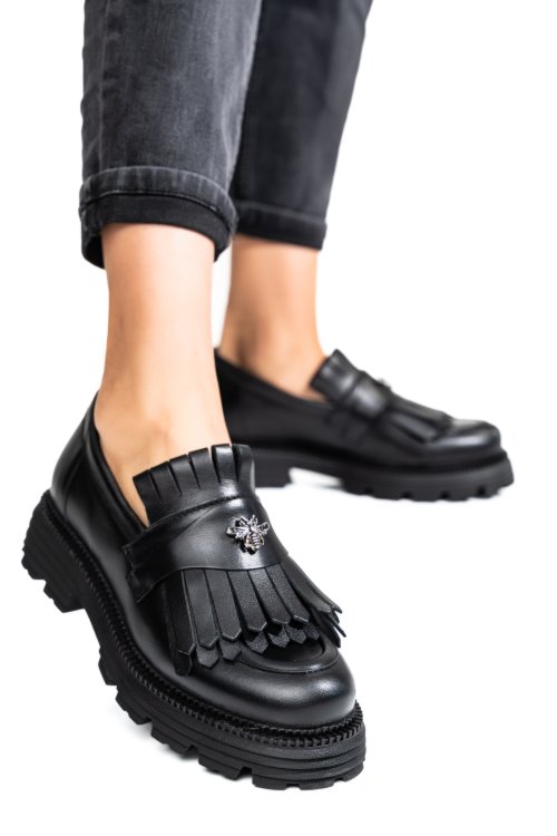 Mocasini dama piele naturala black 3s7795