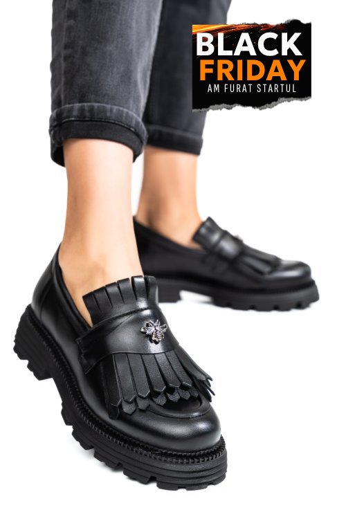 Mocasini dama piele naturala black 3s7795