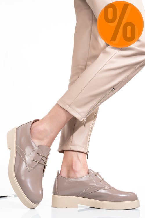Pantofi taupe piele naturala lacuita 2s7741603npk