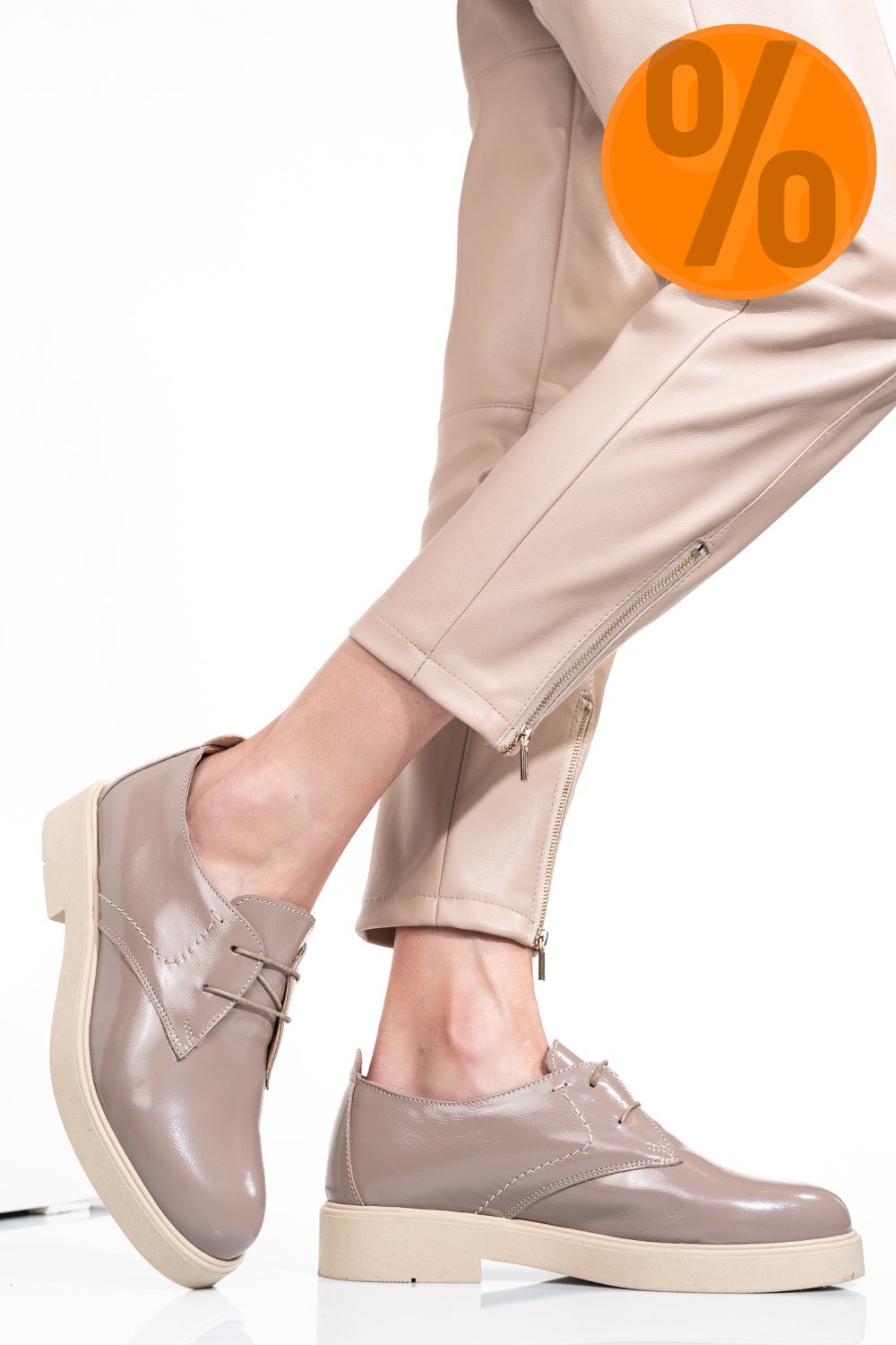 PANTOFI TAUPE PIELE NATURALA LACUITA 2S7741603NPK
