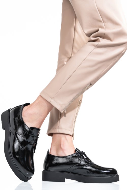 Pantofi negri piele naturala lacuita 2s7741603npk