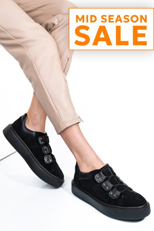 Pantofi sport negri piele naturala intoarsa 2s7741609sp