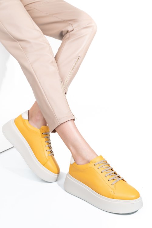 Pantofi galbeni piele naturala 2s7741610np