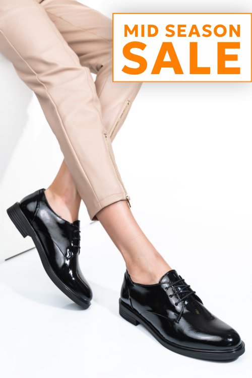 Pantofi negri piele naturala lacuita 2s7741605np