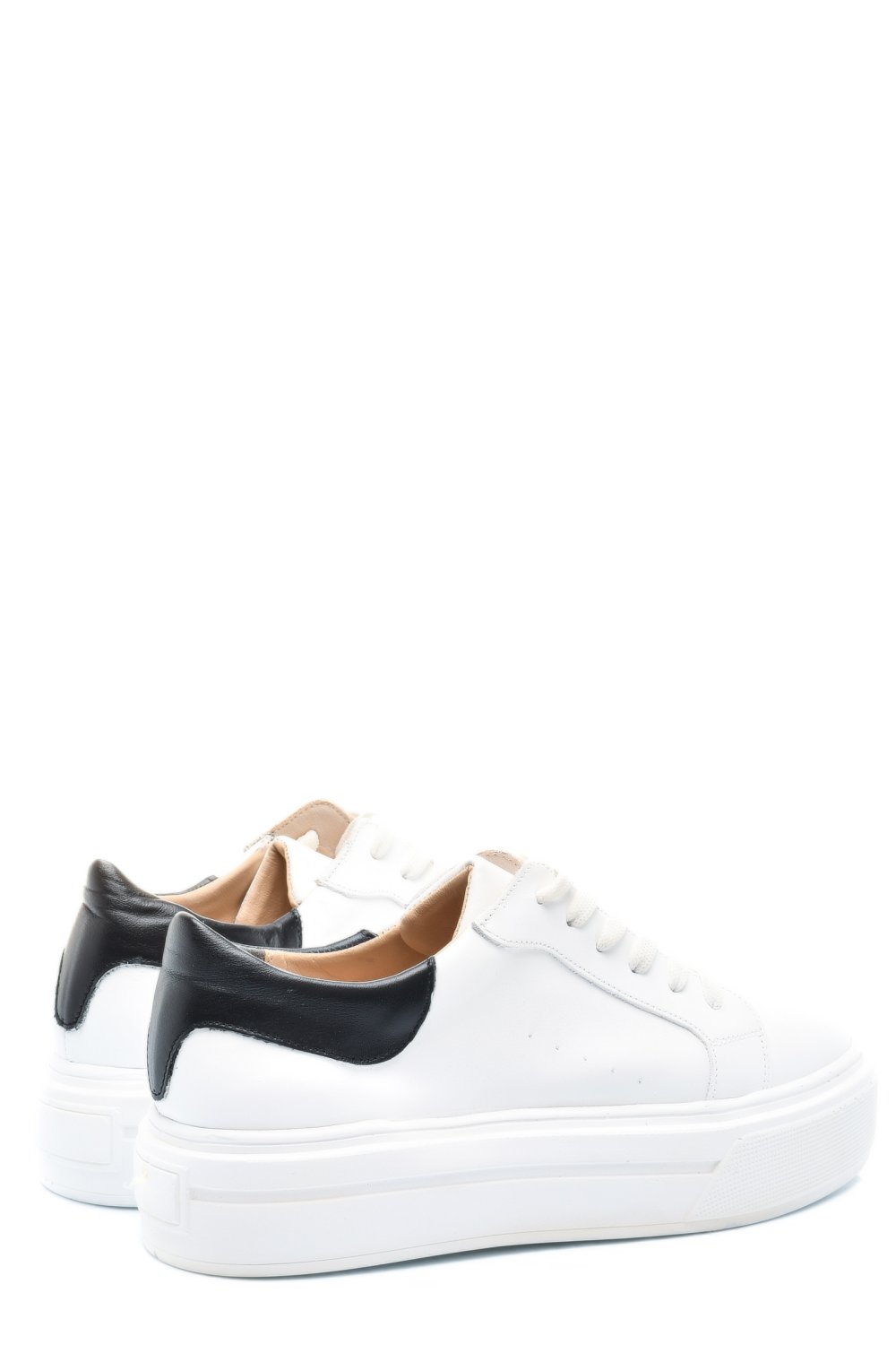 PANTOFI SPORT DAMA PIELE NATURALA ALB NEGRU 3S77001W