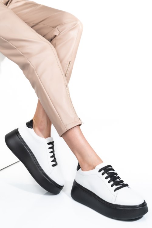 Pantofi albi piele naturala 2s7741610np