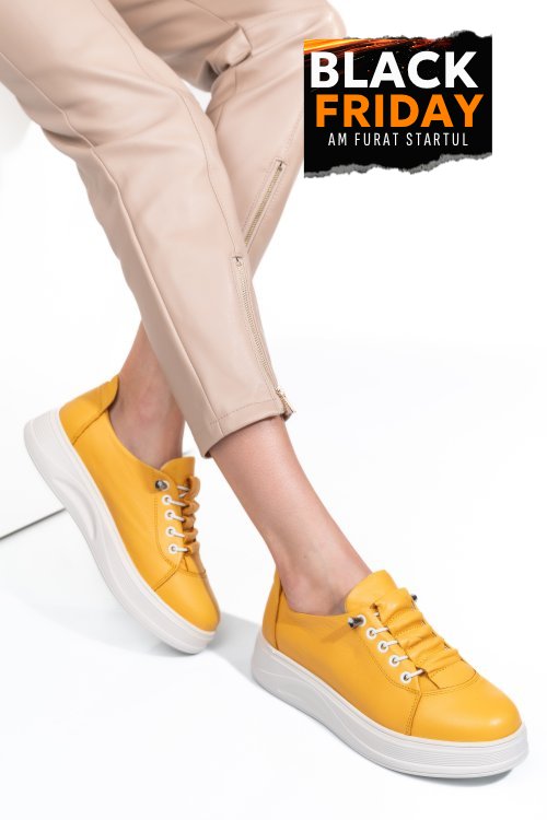 Pantofi sport galbeni piele naturala 2s7731683np