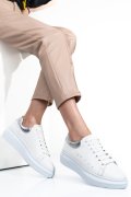 PANTOFI SPORT ALB ARGINTIU PIELE NATURALA 2S7701684