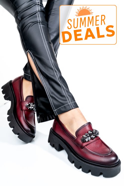 Mocasini wine piele naturala 3s7799