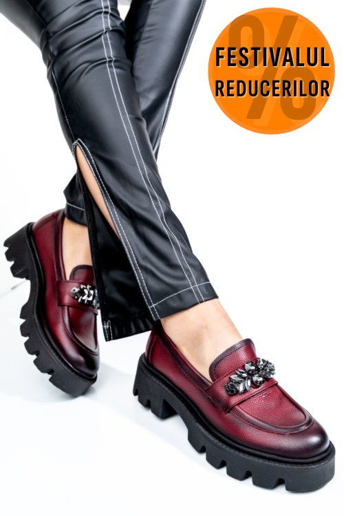 Mocasini wine piele naturala 3s7799