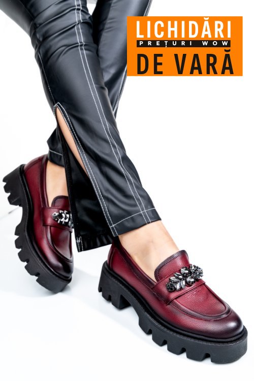 Mocasini wine piele naturala 3s7799