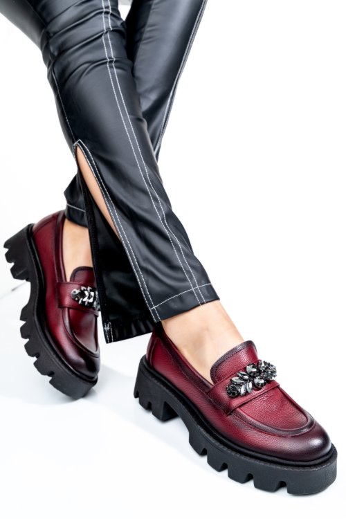Mocasini wine piele naturala 3s7799