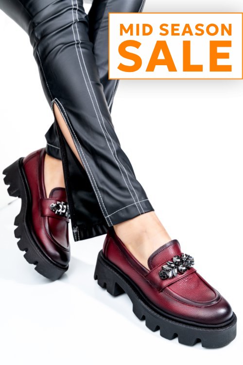Mocasini wine piele naturala 3s7799