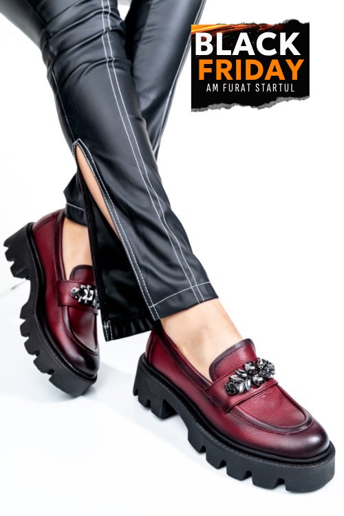 Mocasini wine piele naturala 3s7799