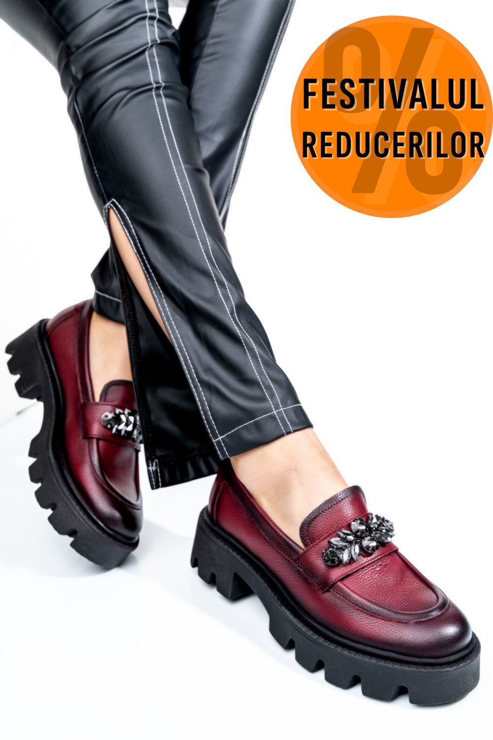 MOCASINI WINE PIELE NATURALA 3S7799