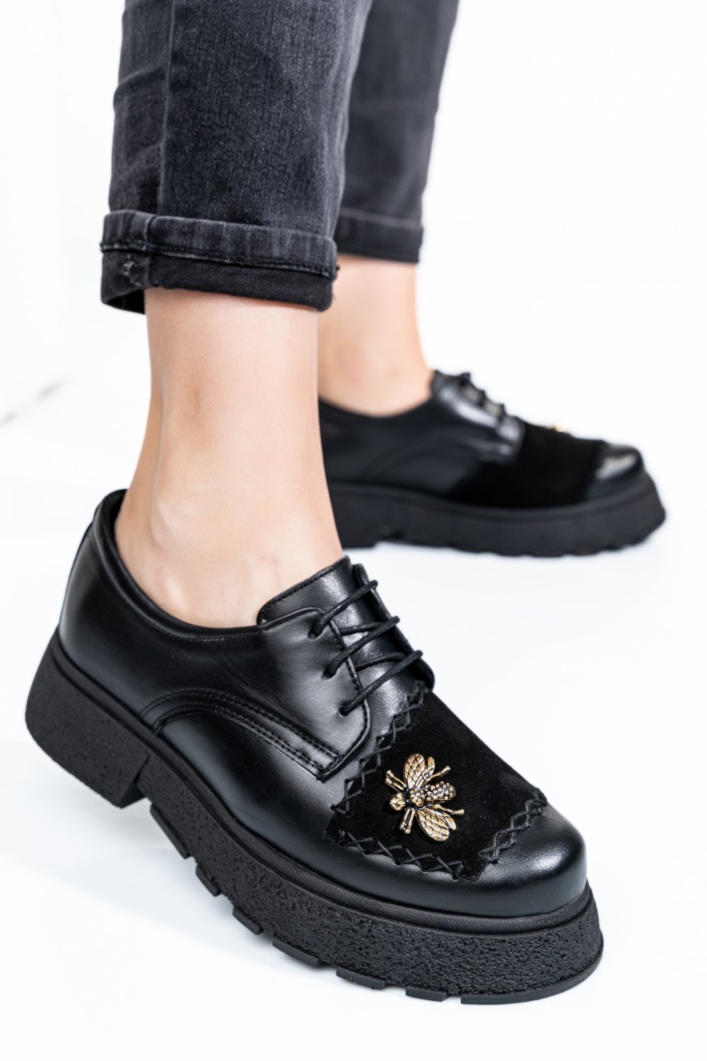 MOCASINI NEGRU PIELE NATURALA INTOARSA 1S7724211
