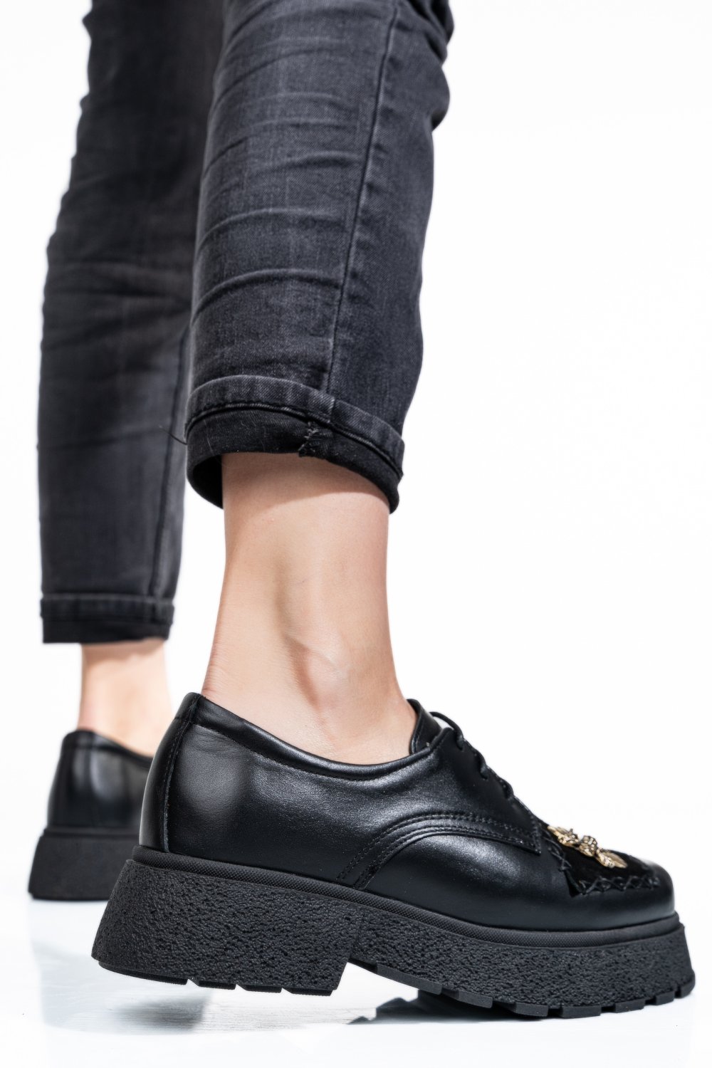 MOCASINI NEGRU PIELE NATURALA INTOARSA 1S7724211