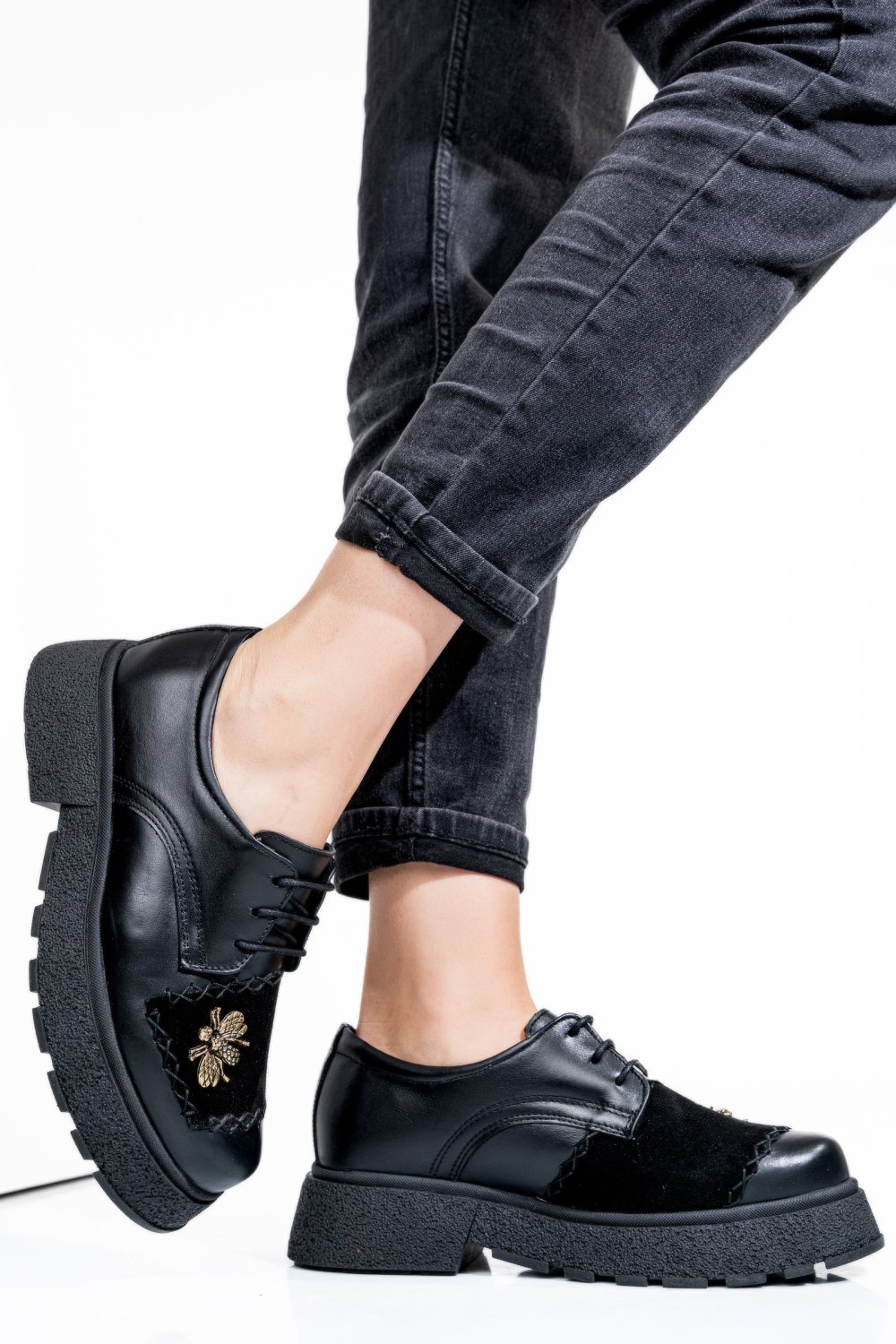 MOCASINI NEGRU PIELE NATURALA INTOARSA 1S7724211