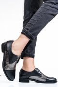 PANTOFI NEGRU ARGINTIU PIELE NATURALA 1S7702
