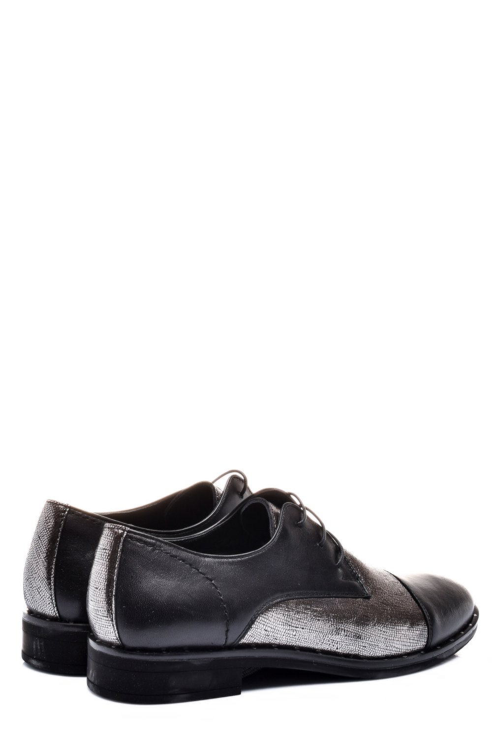 PANTOFI NEGRU ARGINTIU PIELE NATURALA 1S7702