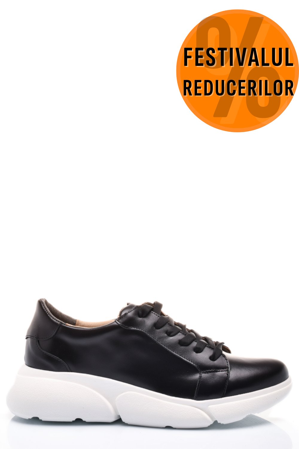 PANTOFI SPORT NEGRU ALB PIELE NATURALA 3S77011B