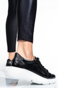 PANTOFI SPORT NEGRU ALB PIELE NATURALA 3S77011B