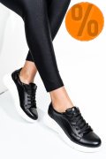 PANTOFI SPORT NEGRU ALB PIELE NATURALA 3S77011B