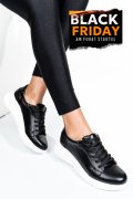 PANTOFI SPORT NEGRU ALB PIELE NATURALA 3S77011B