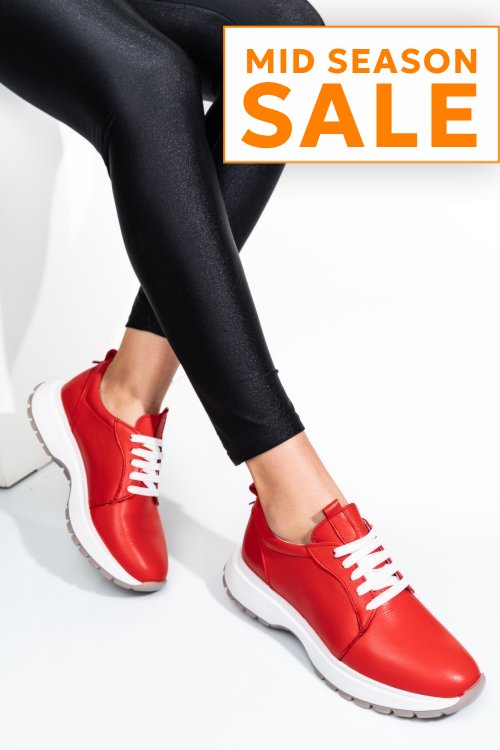 Pantofi sport rosii piele naturala 241613np
