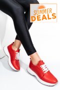 PANTOFI SPORT ROSII PIELE NATURALA 241613NP