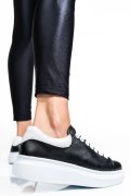 PANTOFI SPORT NEGRU ALB PIELE NATURALA 2S7701684