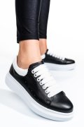 PANTOFI SPORT NEGRU ALB PIELE NATURALA 2S7701684