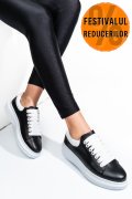 PANTOFI SPORT NEGRU ALB PIELE NATURALA 2S7701684