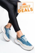 PANTOFI SPORT ALBASTRU BEJ PIELE NATURALA 241614NP