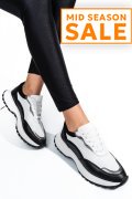 PANTOFI SPORT NEGRU ALB PIELE NATURALA 241614NP