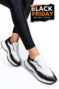 PANTOFI SPORT NEGRU ALB PIELE NATURALA 241614NP