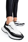 PANTOFI SPORT NEGRU ALB PIELE NATURALA 241614NP