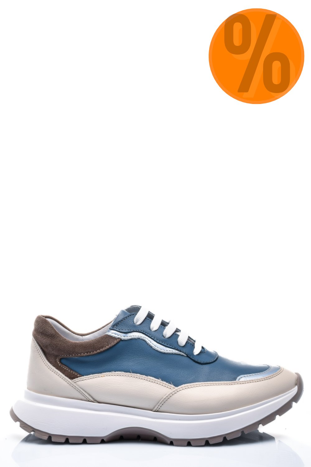 PANTOFI SPORT ALBASTRU BEJ PIELE NATURALA 241614NP