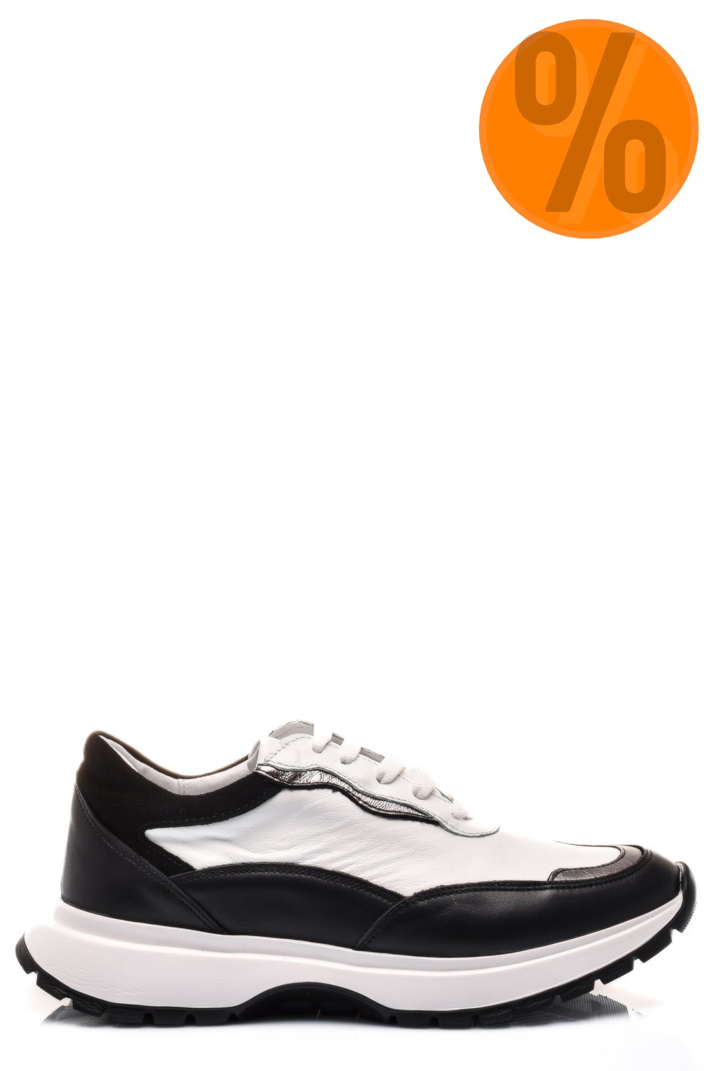 PANTOFI SPORT NEGRU ALB PIELE NATURALA 241614NP