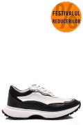 PANTOFI SPORT NEGRU ALB PIELE NATURALA 241614NP
