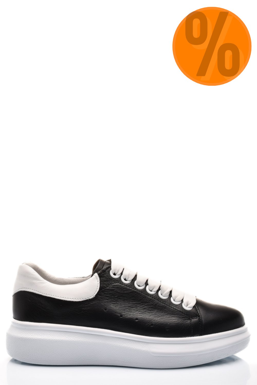 PANTOFI SPORT NEGRU ALB PIELE NATURALA 2S7701684