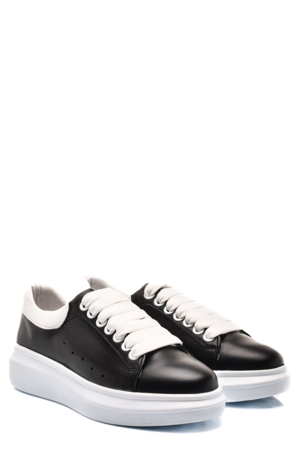PANTOFI SPORT NEGRU ALB PIELE NATURALA 2S7701684