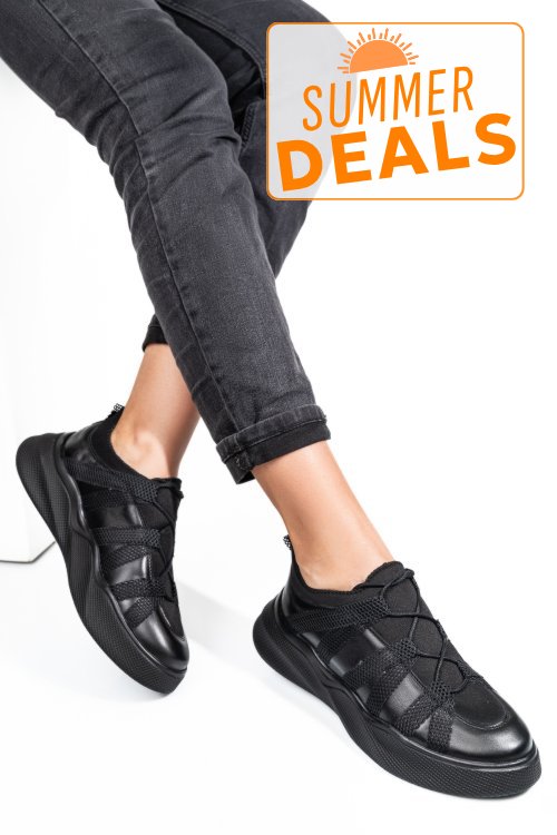Pantofi sport negri piele naturala 2s7732