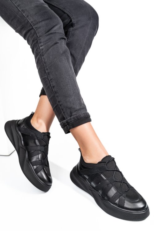 Pantofi sport negri piele naturala 2s7732