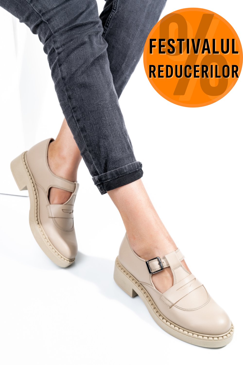 PANTOFI CREM PIELE NATURALA 4S7739