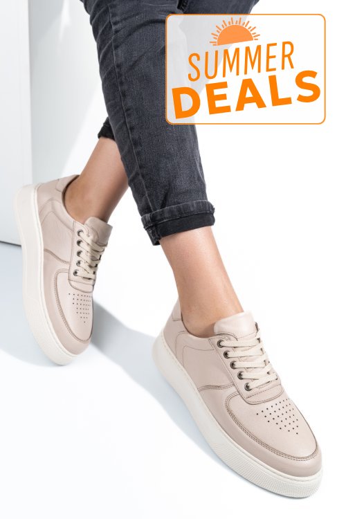Pantofi sport crem piele naturala 4s77030