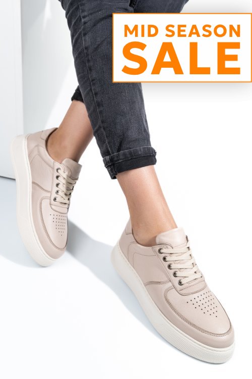 Pantofi sport crem piele naturala 4s77030