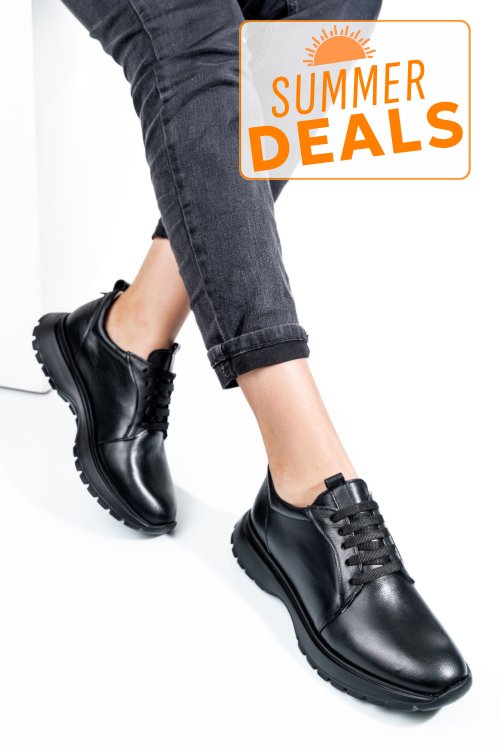 Pantofi sport negri piele naturala 241613np